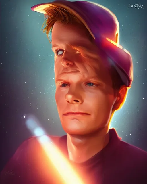 Prompt: !dream marty mcfly looking puzzled, radiant light, artgerm, wlop, deviantart
