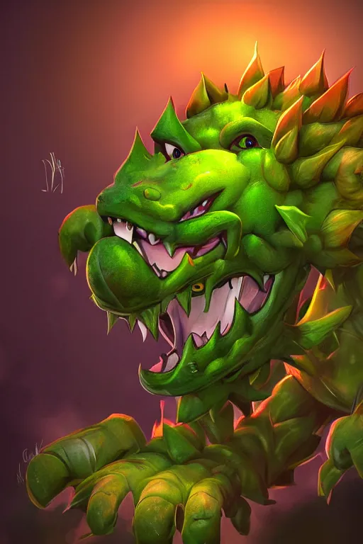 Image similar to a plant bowser, highly detailed, digital art, sharp focus, ambient lighting, trending on art station