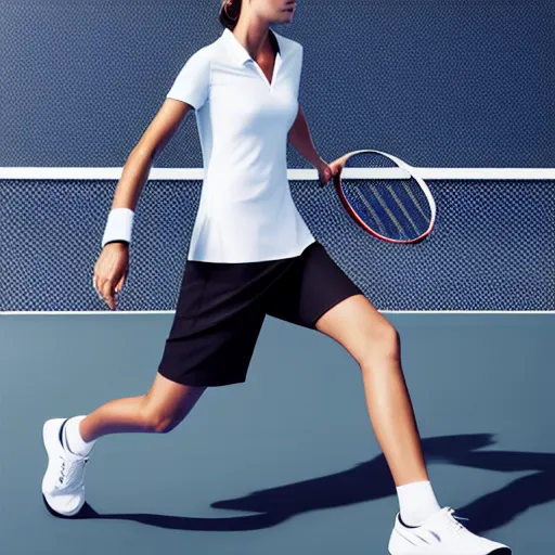 Image similar to A tennis outfit from the future designed by Hugo Boss. Photography of clothing. Studio lightning, frontal shot.