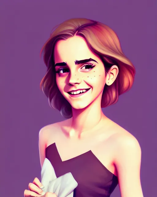 Image similar to beautiful full body Emma Watson smiling illustration by lois van baarle and loish and ross tran and rossdraws and sam yang and samdoesarts and artgerm