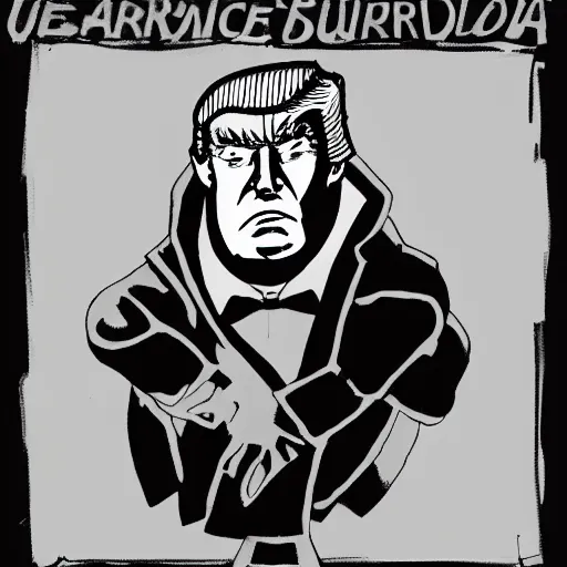 Prompt: trump, portrait by mike mignola, greyscale,