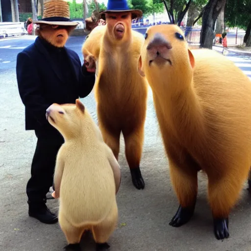 Image similar to capybaras in a barbershop quartet,