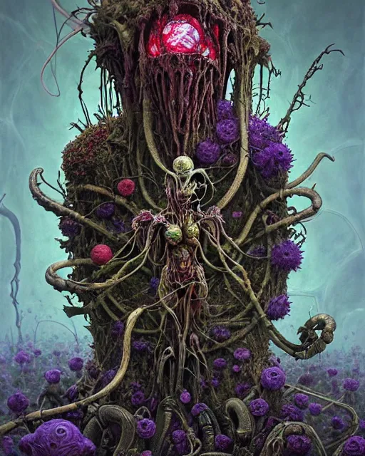 Prompt: the platonic ideal of flowers, rotting, insects and praying of cletus kasady carnage thanos dementor wild hunt chtulu mandelbulb schpongle doctor doom bioshock xenomorph akira, ego death, decay, dmt, psilocybin, concept art by randy vargas and zdzisław beksinski