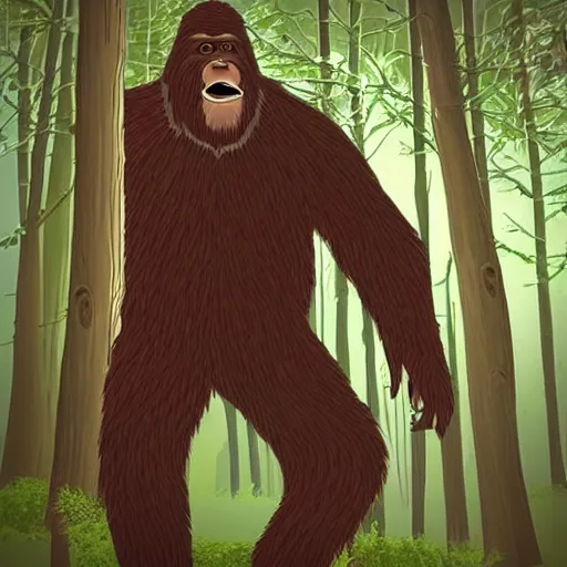 Prompt: bigfoot hunting a humans