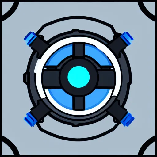 Image similar to a vectorized, 3 d, blue - grey gear, robot icon, depth