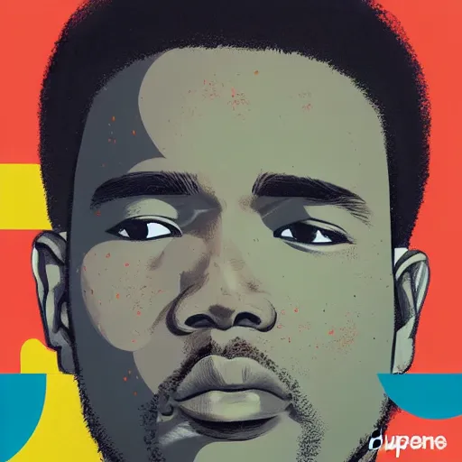 Image similar to Supreme x Frank Ocean Profile Picture by Sachin Teng, asymmetrical, Organic Painting , Matte Painting, geometric shapes, hard edges, graffiti, street art,:2 by Sachin Teng:4