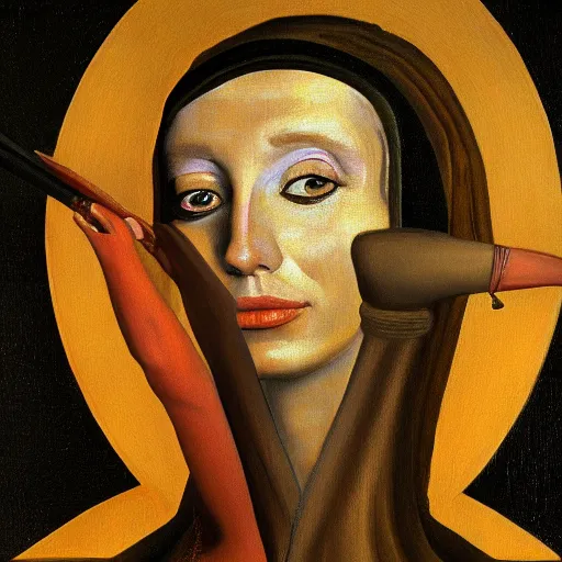 Image similar to A portrait of britney spears in the style of hieronymous bosch, surreal oil painting, high quality version 4k