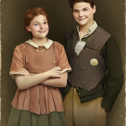 Image similar to Gilbert Blythe from anne with an e as college students, digital art