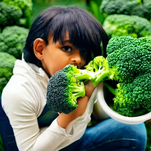 Image similar to Broccoli eating a human