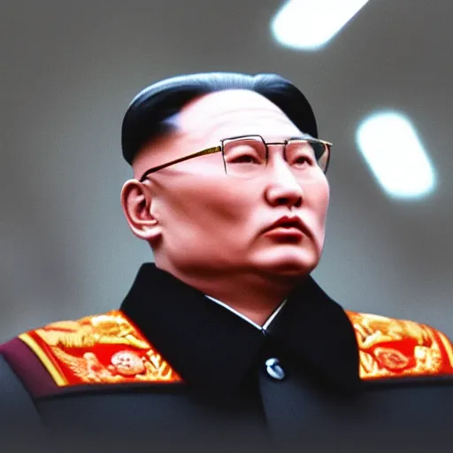 Image similar to sony 35mm photo of kim jong putin. highly detailed 8k, high quality