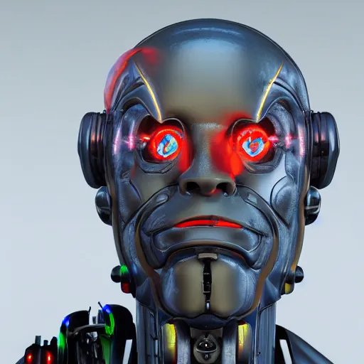 Image similar to a cybernetic version of a bugs face on a human bust, highly detailed, mecha, pinterest, ranker, fotoscape, artstation, keyshot, unreal engine