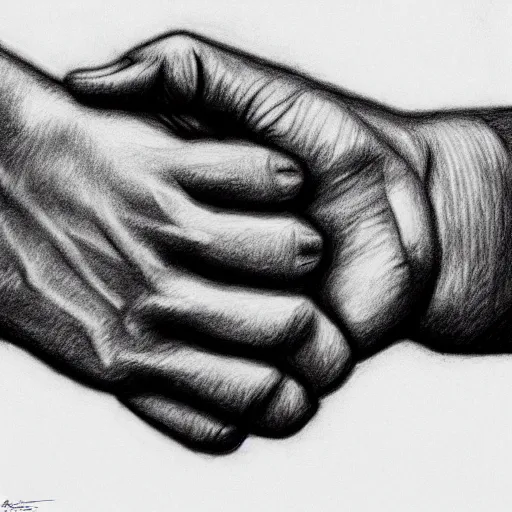 Image similar to a very detailed pencil drawing of obama fist bumping jesus christ 4 k, high resolution, still, landscape, hd, dslr, hyper realistic, sketch