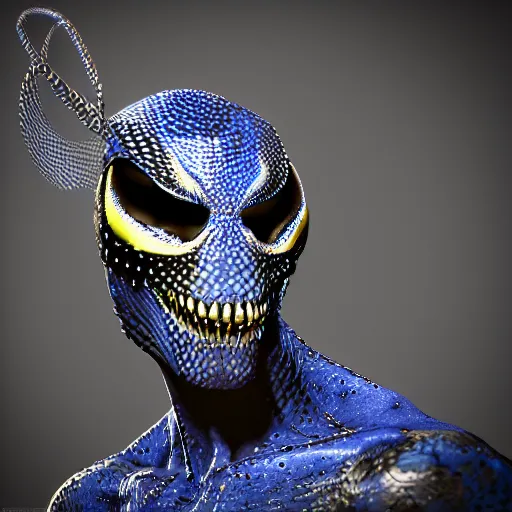 Image similar to blue venom, photorealistic, 3 d render, 8 k