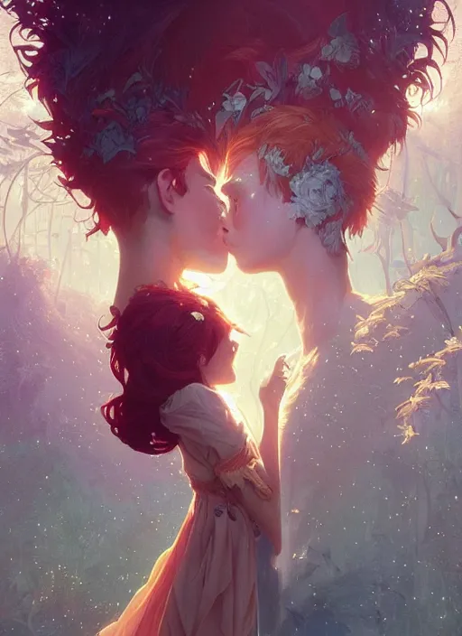 Image similar to highly detailed poster of'i love you ', stephen bliss, unreal engine, fantasy art by greg rutkowski, loish, rhads, ferdinand knab, makoto shinkai and lois van baarle, ilya kuvshinov, rossdraws, tom bagshaw, alphonse mucha, global illumination, radiant light, detailed and intricate environment