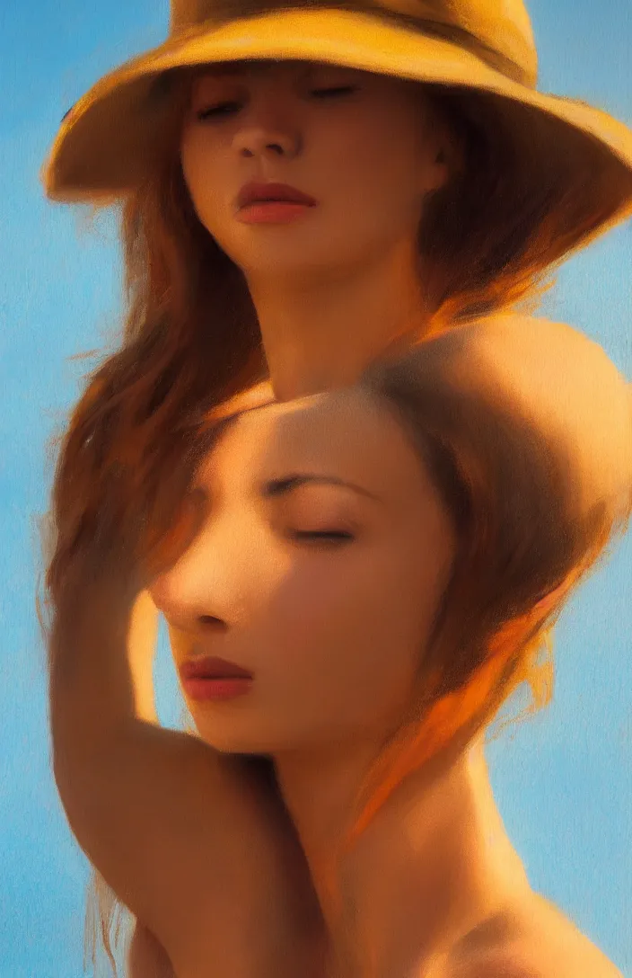 Prompt: a face portrait of a beautiful girl enjoying the warm sunlight, cuban setting, warm colors, soft lighting, atmospheric, cinematic, moody, in the style of diego koi, gina heyer, luiz escanuela, art by alyssa monk, hyperrealism, rule of thirds, golden ratio, oil on canvas, 8 k