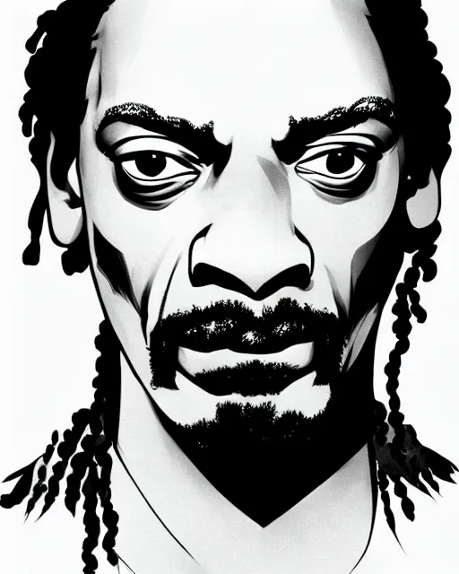 Prompt: portrait of snoop dogg, concept art, sumi - e style, intricate linework, artstation, trending, highly detailed, smooth, focus, art by yoji shinkawa,