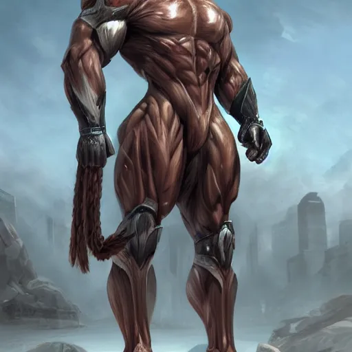 Image similar to a musclebound anthropomorphized horse with a magnificently muscular physique wearing a tight kevlar battle outfit standing guard at a facility, equine, anthro art, furaffinity, highly detailed, digital painting, artstation, sharp focus, game art, concept art, illustration, art by artgerm, greg rutkowski, wlop