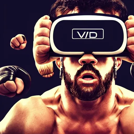 Prompt: wrestlers wearing vr headsets, vr goggles, shrugging, shrugging arms, tap out, fight club, tapping out, minimalistic, trending on art station, poster art by grzegorz domaradzki