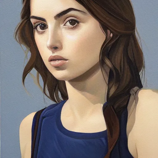 Prompt: a gallery painting portrait of Ana de armas painted by Phil noto