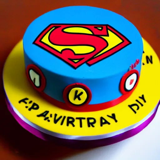 Image similar to cheap superhero birthday cake, kodak film,