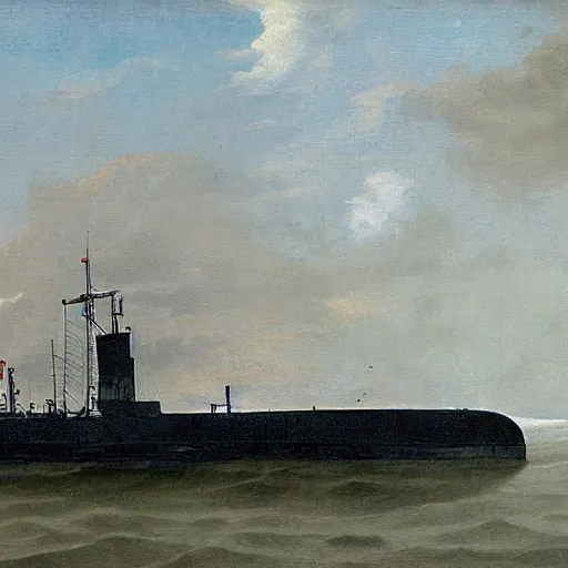 Prompt: submarine painting by hubert robert ssn skipjack seawolf detailed