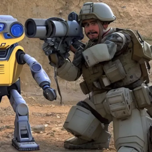 Prompt: walle-e become a mine remover for the us army