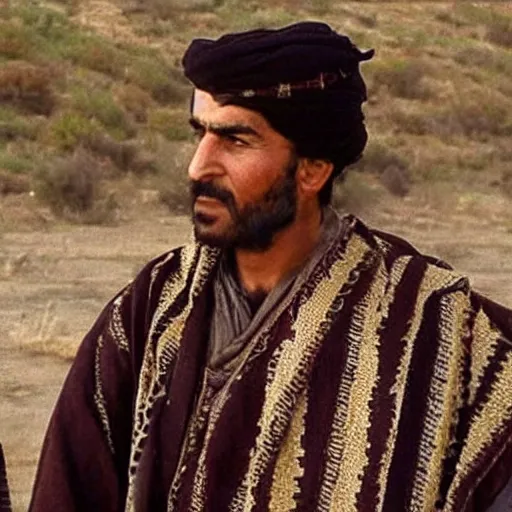 Image similar to Kurdish shepherd wearing Kurdish clothes in a movie directed by Christopher Nolan, movie still frame, promotional image, imax 70 mm footage