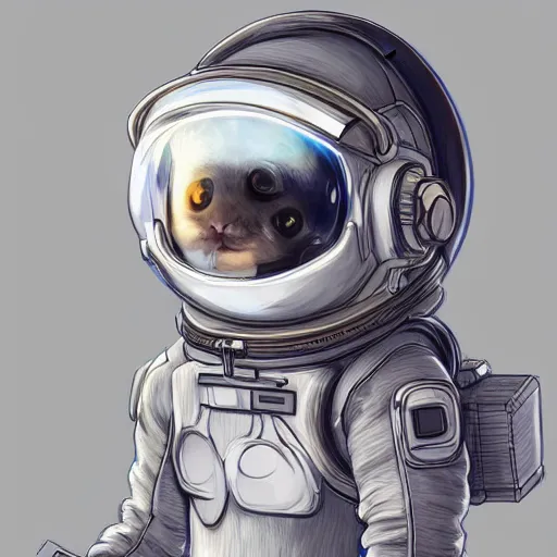 Image similar to a chinchilla in a astronaut suit, 3 d, sci - fi fantasy, intricate, elegant, highly detailed, lifelike, photorealistic, digital painting, artstation, illustration, concept art, sharp focus, art in the style of shigenori soejima