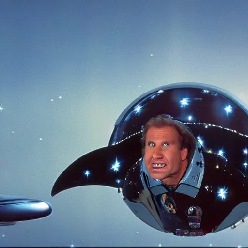 Image similar to spaceballs winnebago eagle 5, flying through space