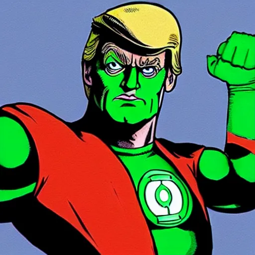 Image similar to Donald Trump as green lantern, concept art