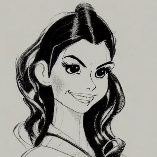 Image similar to milt kahl sketch of victoria justice with tendrils hair style as princess padme from star wars episode 3