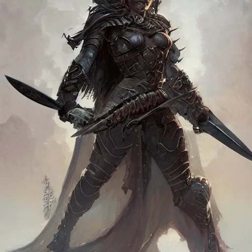 Image similar to A full portrait of a beautiful armored berserker woman, with an oversize Gothic sword, by Frank Frazetta, Greg Rutkowski, Boris Vallejo, epic fantasy character art, Exquisite detail, post-processing, masterpiece, cinematic