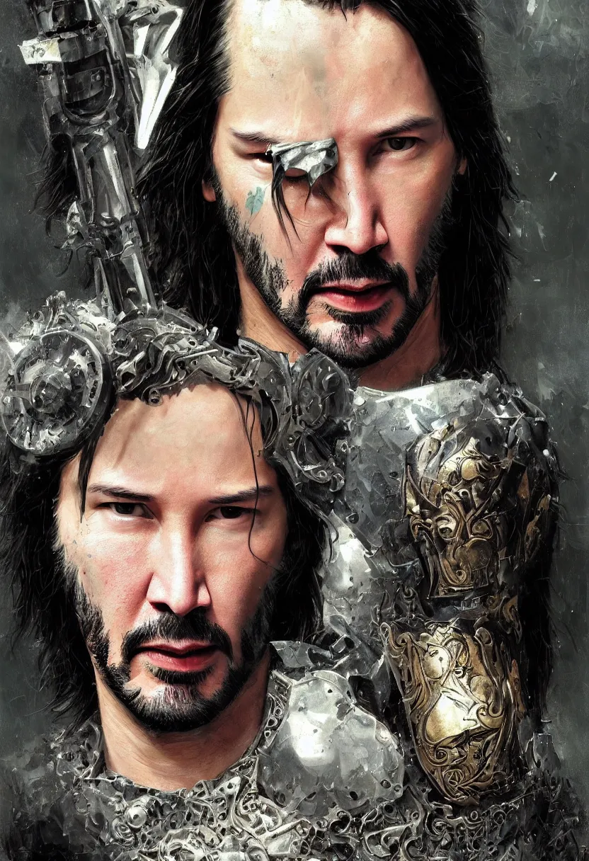 Prompt: young keanu reeves as donald trump, legendary warrior, heroic fighter, lord of the rings, tattoos, decorative ornaments, battle armor, by omar ortiz, carl spitzweg, ismail inceoglu, vdragan bibin, hans thoma, greg rutkowski, alexandros pyromallis, perfect face, fine details, realistic shading photorealism