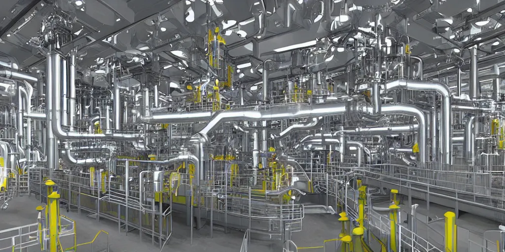 Image similar to a beautiful futuristic hyper realistic oil pipes processing plant