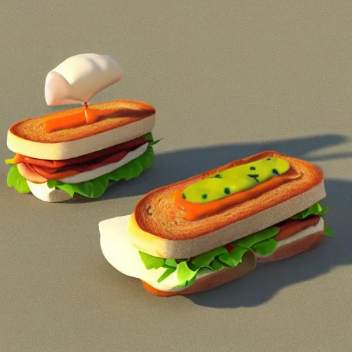 Prompt: sandwich in a disney style, 3 d render octane