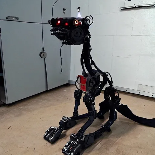 Image similar to Sci-fi industrial mech robot cat by boston dynamics