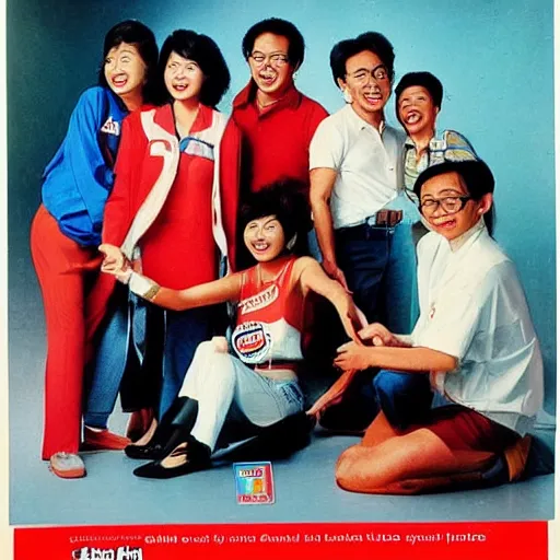 Image similar to a 1 9 8 0 s singaporean promotional poster for a sitcom