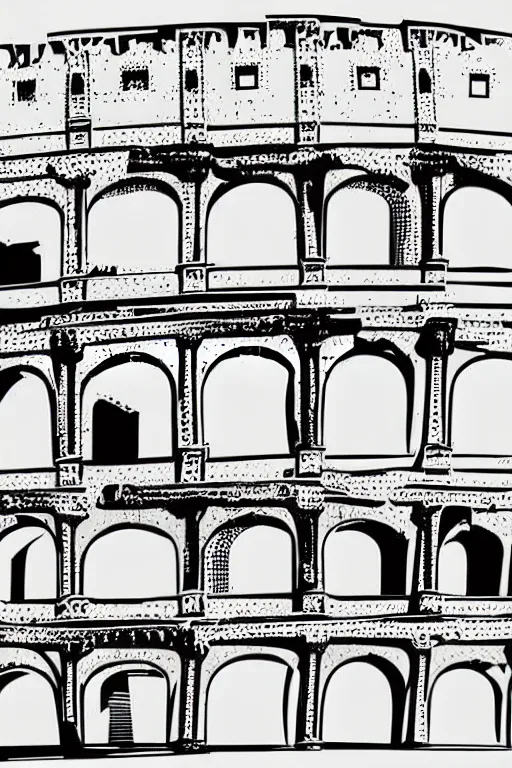 Image similar to minimalist boho style art of colosseum rome, illustration, vector art