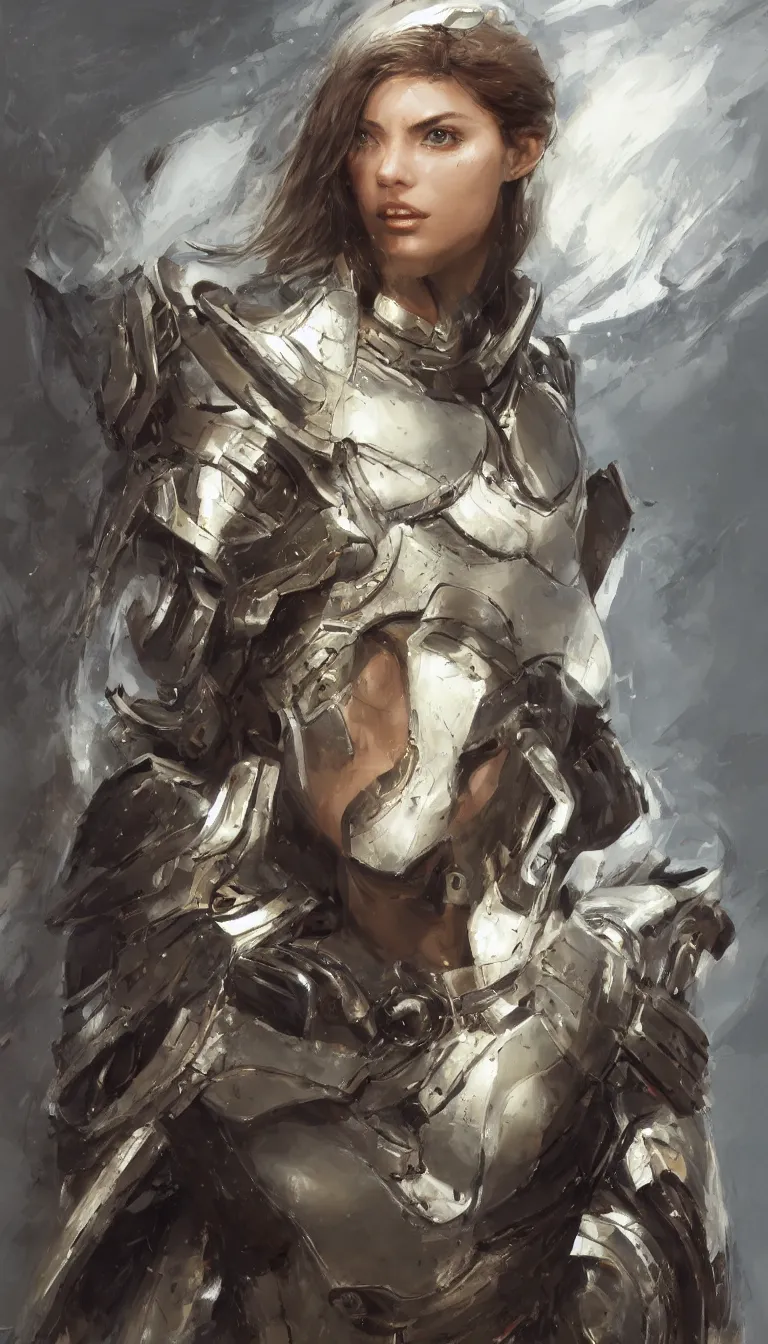 Prompt: a professional painting of a beautiful young female, clothed in battle armor, olive skin, long dark hair, beautiful bone structure, symmetrical facial features, intricate, elegant, digital painting, concept art, smooth, sharp focus, illustration, from Metal Gear, by Ruan Jia and Mandy Jurgens and GregRutkowski and William-Adolphe Bouguerea