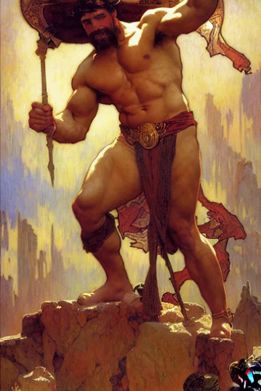 Image similar to hercules, painting by gaston bussiere, craig mullins, greg rutkowski, alphonse mucha