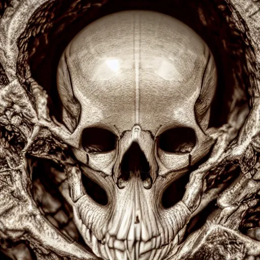 Image similar to extreme closeup photo of a hornet nest in the shape of a skull, by Artgerm and Beeple, 3D render,subsurface scattering,global illumination,raytracing,studio lighting, lens flare,bokeh,cinematic,photorealistic, 4K, UHD, HDR