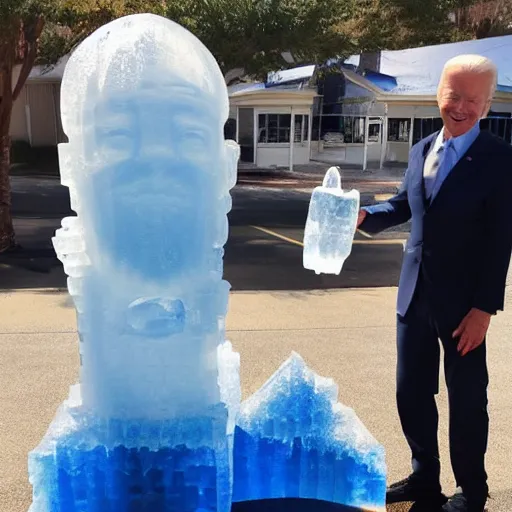 Image similar to joe biden ice sculpture, award winning