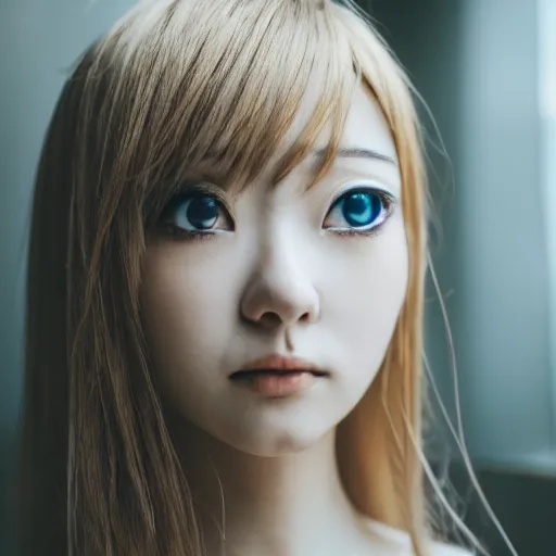 Prompt: anime woman, macro face shot, soft light