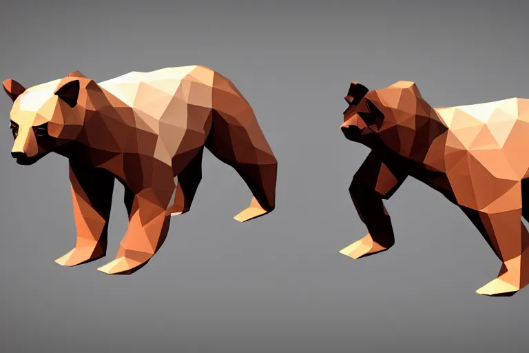 Image similar to low poly, bear, high detailed, 4 k, 3 d render