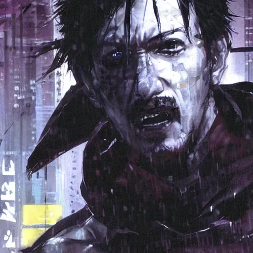 Prompt: portrait of Markiplier raging in the rain, Yoji Shinkawa