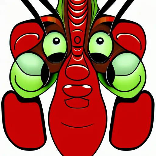 Image similar to ant face vector art, art deco, umber red and green