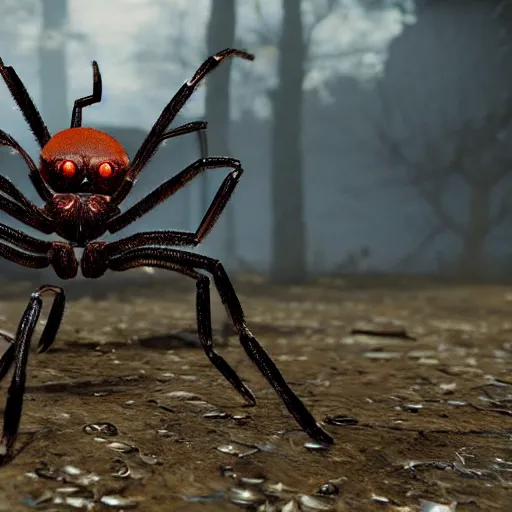 Image similar to walter white as a hideous spider, horror, photorealistic,, features intricate detail, epic composition and the style of unreal engine.