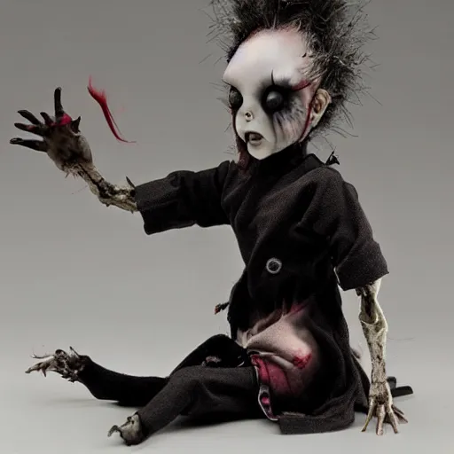 Image similar to creepy doll cursed witchcraft black eyes toy ryohei hase