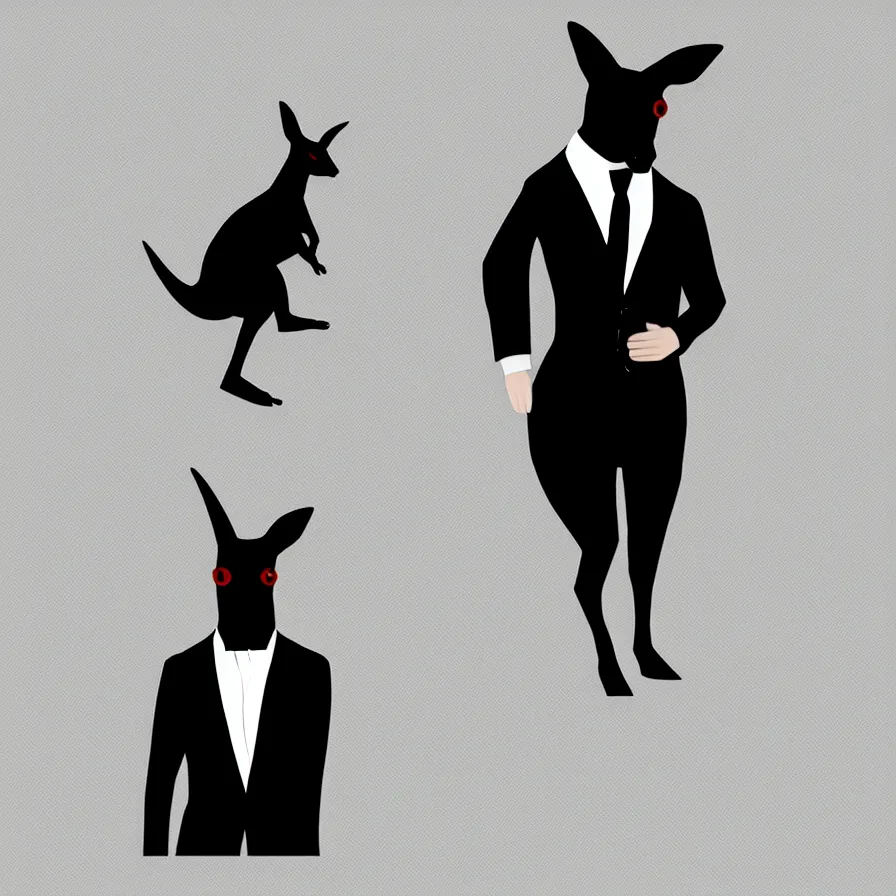 Image similar to spy kangaroo, in a strict suit, avatar image, digital art, minimalism