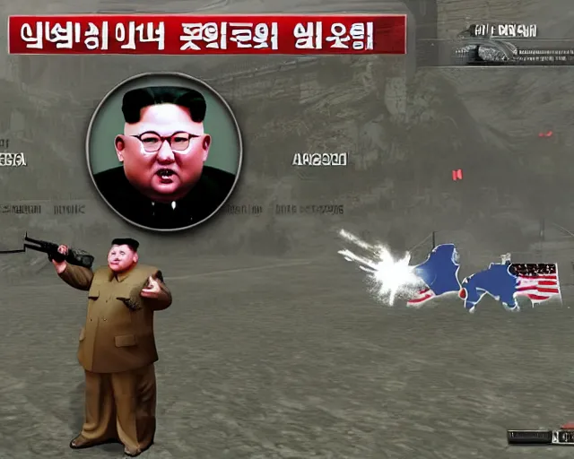 Prompt: kim jong un, counter strike global offensive, videogame